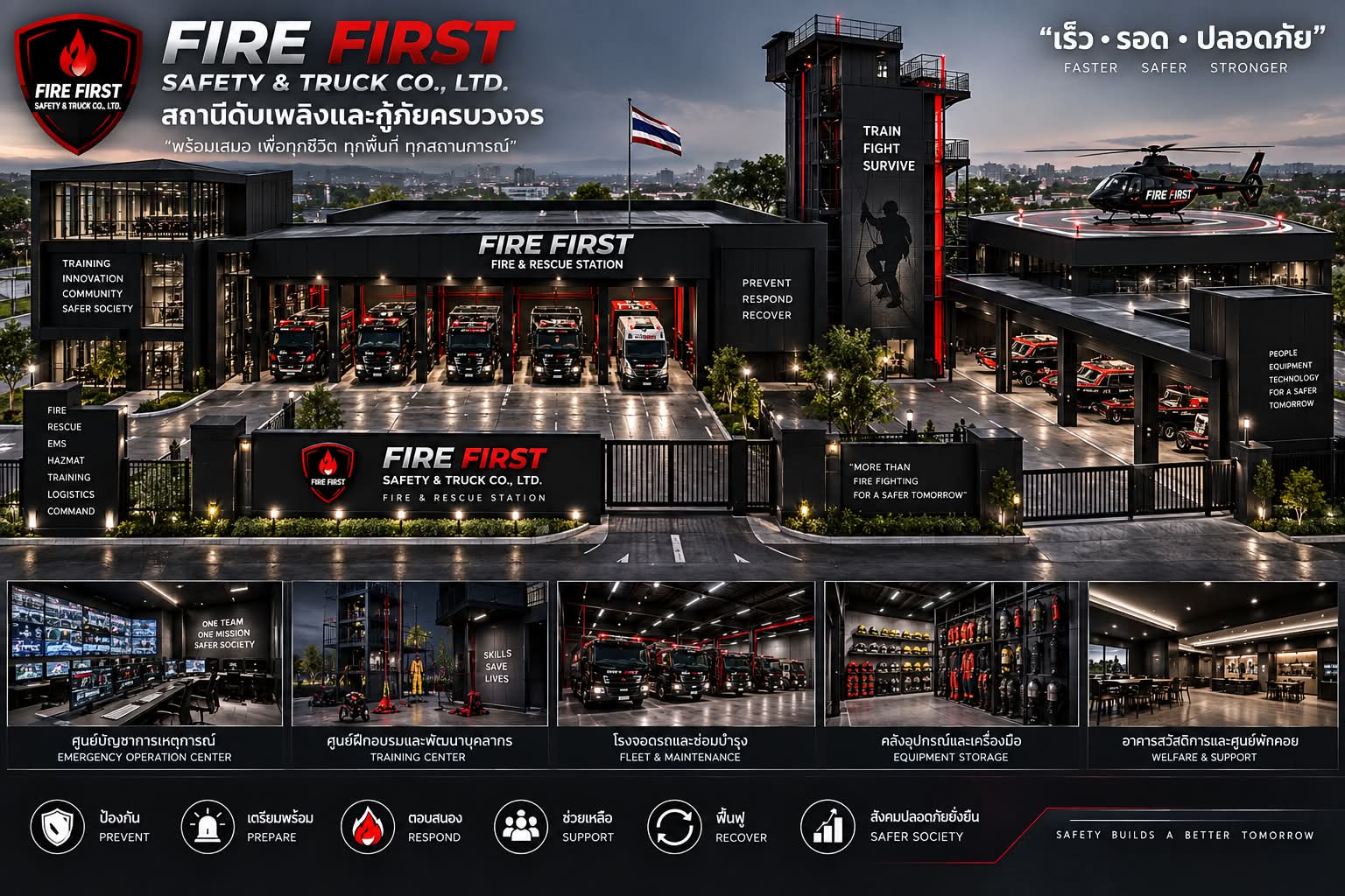 สำนักงานและศูนย์บริการ Fire First Safety and Truck นนทบุรี